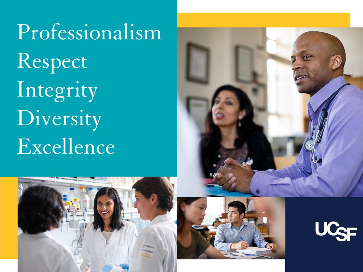 UCSF PRIDE Values are Professionalism, Respect, Integrity, Diversity, and Excellence.